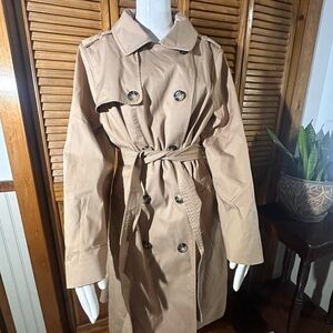 Talbots Tan Belted Trench Coat-1X